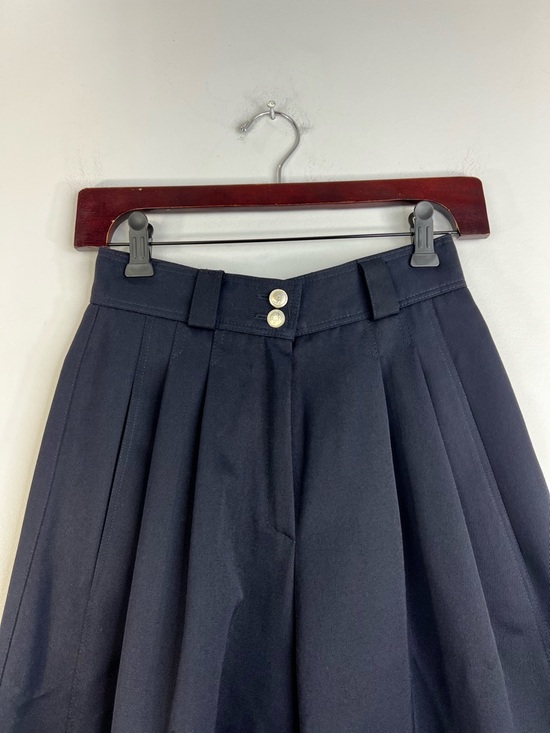 Vtg 80s W German navy wool blend wide leg cropped pleated old money culottes 4 - Picture 6 of 17